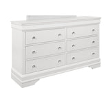 HomeRoots 58" Metallic White Solid Wood Six Drawer Double Dresser