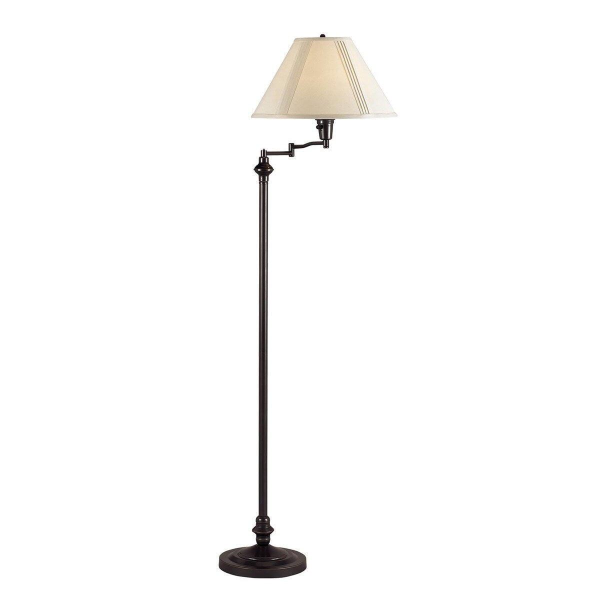 HomeRoots 59" Bronze Swing Arm Floor Lamp With Beige Empire Shade - 22.75