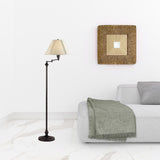 HomeRoots 59" Bronze Swing Arm Floor Lamp With Beige Empire Shade - 22.75