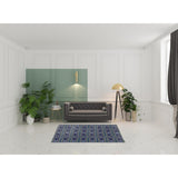 HomeRoots 5' X 7' Black Blue Green Area Rug - 5' Octagon