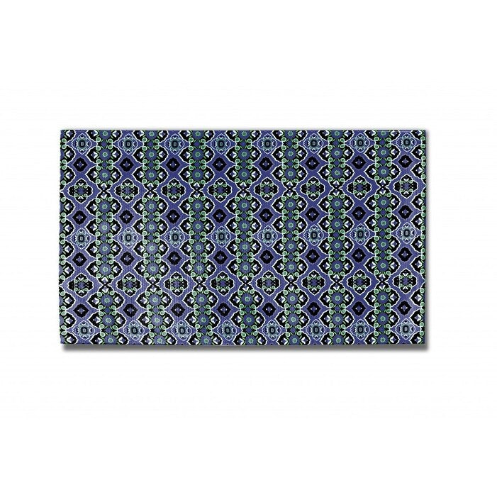 HomeRoots 5' X 7' Black Blue Green Area Rug - 5' Octagon