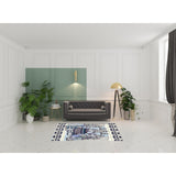 HomeRoots 5' X 7' Brown And Muted Blue Area Rug - 5' Octagon
