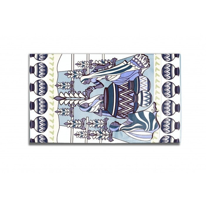 HomeRoots 5' X 7' Brown And Muted Blue Area Rug - 5' Octagon