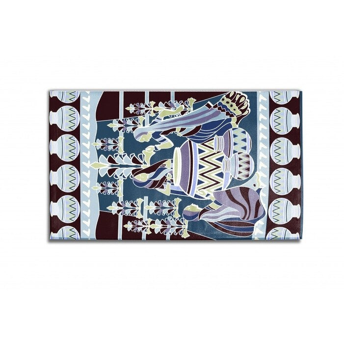 HomeRoots 5' X 7' Dark Brown And Blue Area Rug - 5' Octagon