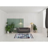 HomeRoots 5' X 7' Dark Brown And Blue Area Rug - 5' Octagon