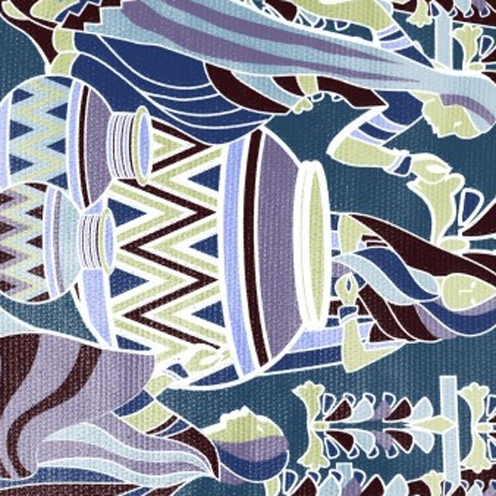 HomeRoots 5' X 7' Dark Brown And Blue Area Rug - 5' Octagon
