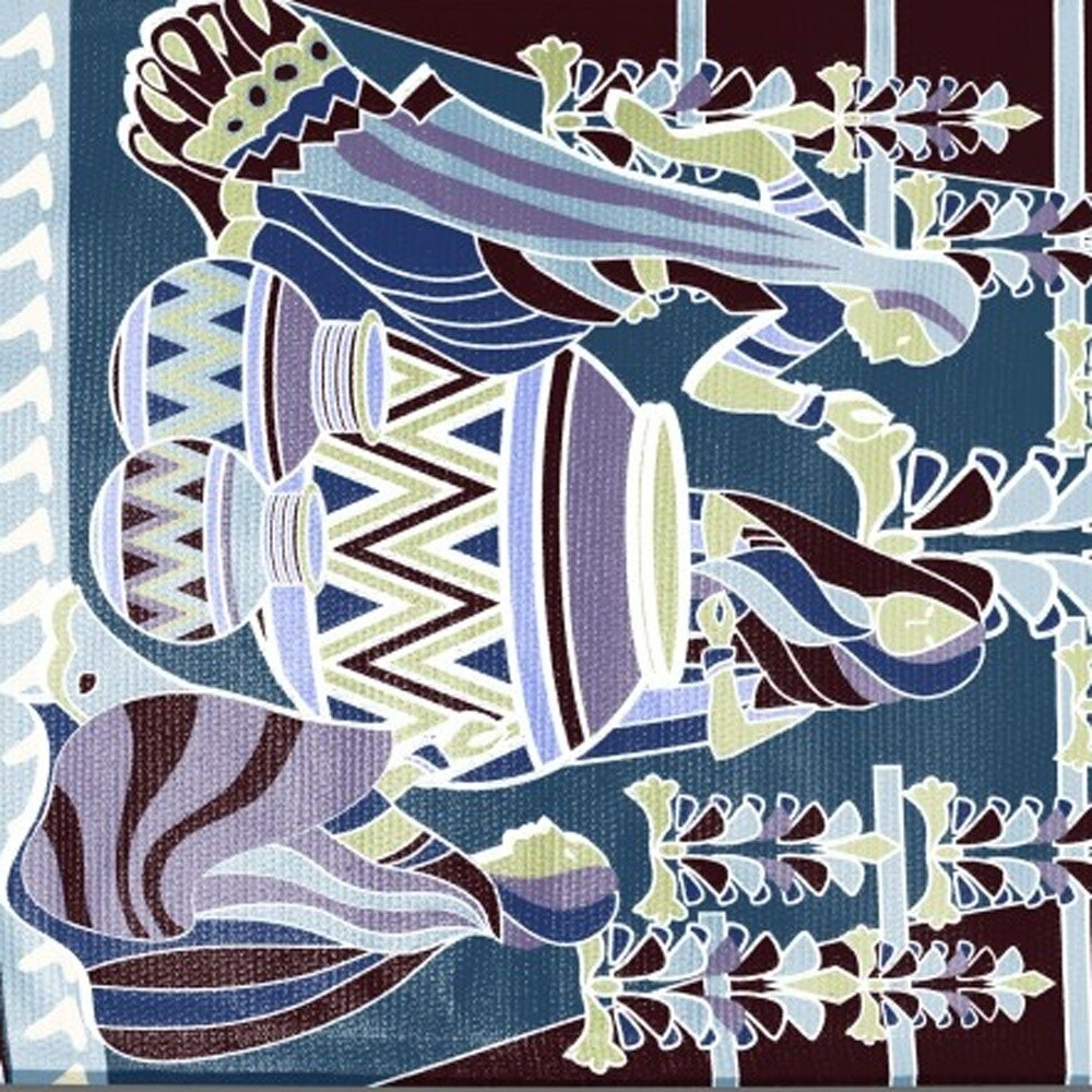 HomeRoots 5' X 7' Dark Brown And Blue Area Rug - 5' Octagon