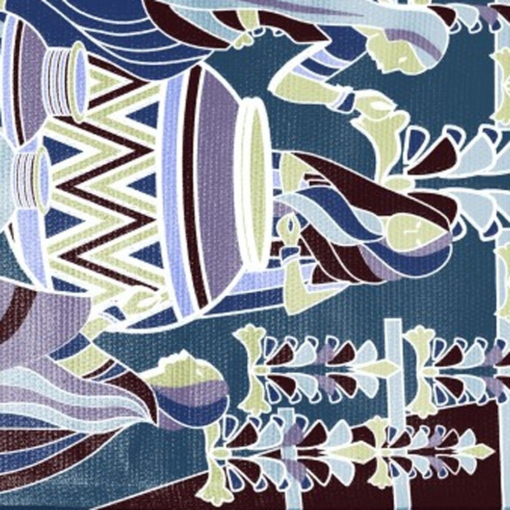 HomeRoots 5' X 7' Dark Brown And Blue Area Rug - 5' Octagon