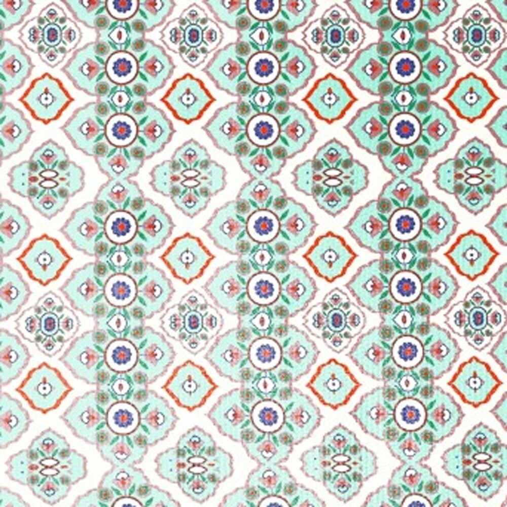 HomeRoots 5' X 7' Light Peach Light Aqua Oriental Area Rug - 5' Octagon