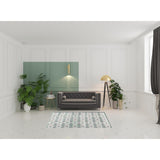 HomeRoots 5' X 7' Light Peach Light Aqua Oriental Area Rug - 5' Octagon