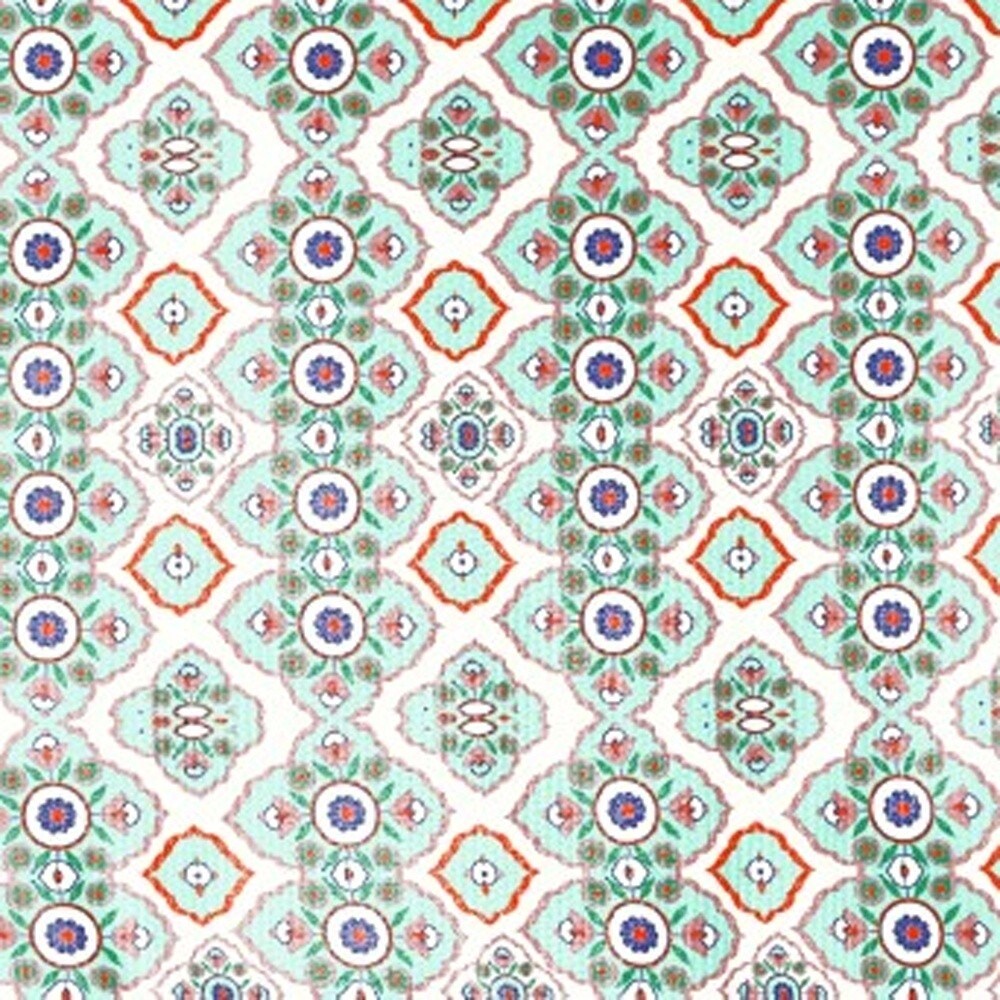 HomeRoots 5' X 7' Light Peach Light Aqua Oriental Area Rug - 5' Octagon