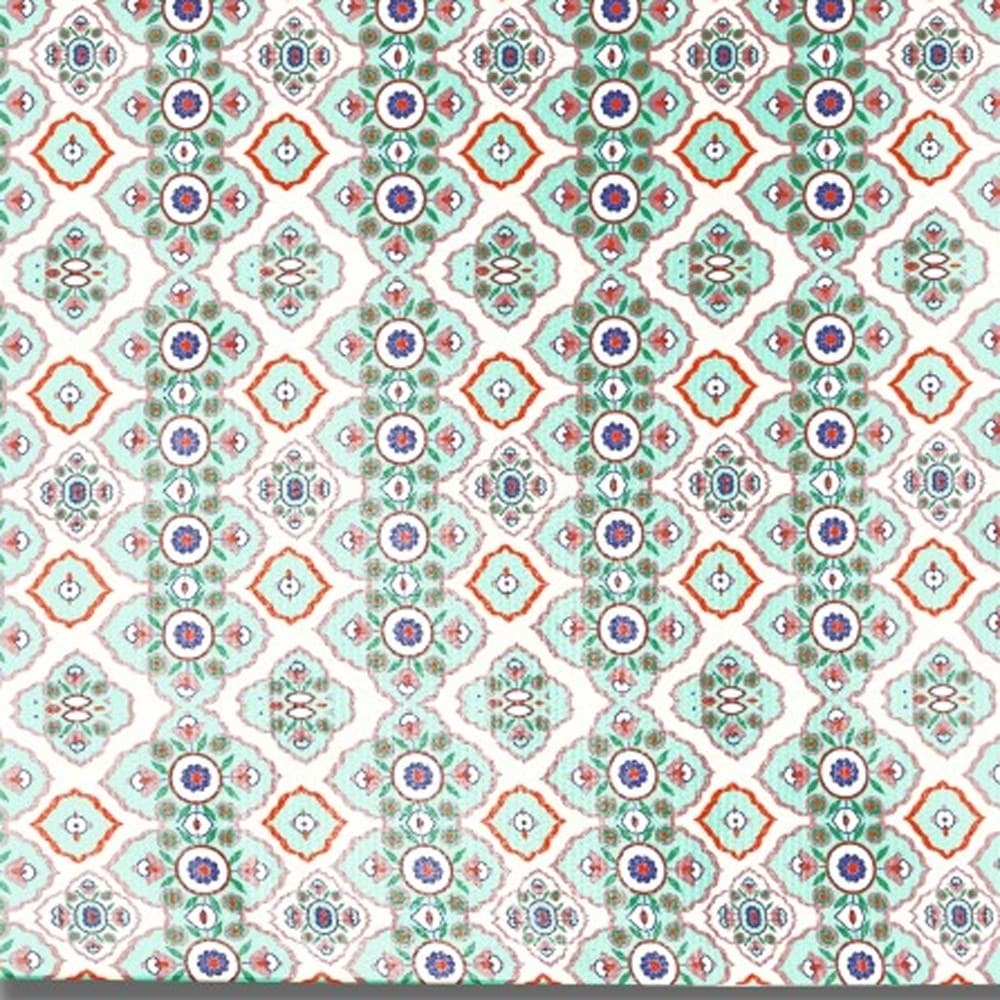 HomeRoots 5' X 7' Light Peach Light Aqua Oriental Area Rug - 5' Octagon