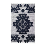 HomeRoots 5' X 8' Black And Ivory Wool Geo Area Rug With Fringe - 5' Octagon