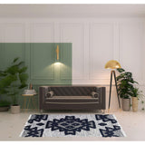 HomeRoots 5' X 8' Black And Ivory Wool Geo Area Rug With Fringe - 5' Octagon