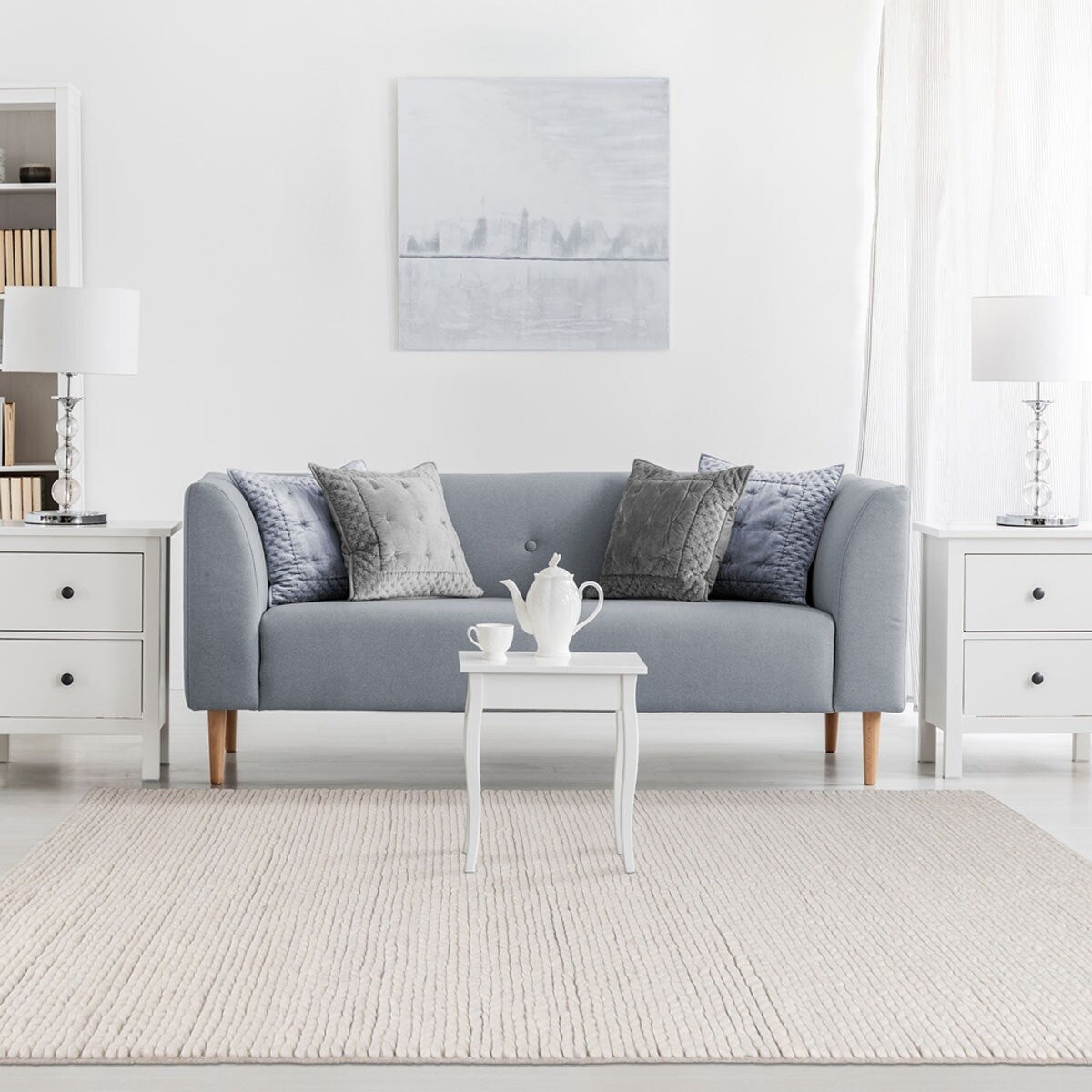 HomeRoots 5' X 8' Off White Wool Handmade Area Rug - 5' Octagon