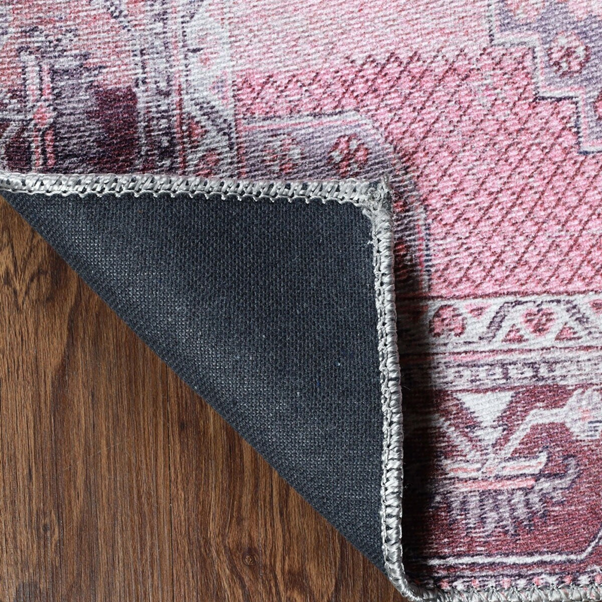 HomeRoots 5' X 8' Pink Geo Power Loom Distressed Non Skid Area Rug - 5' x 8'
