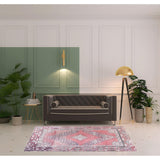 HomeRoots 5' X 8' Pink Geo Power Loom Distressed Non Skid Area Rug - 5' x 8'