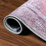 HomeRoots 5' X 8' Pink Geo Power Loom Distressed Non Skid Area Rug - 5' x 8'