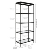 HomeRoots 70" Black Metal and Glass Four Tier Etagere Bookcase