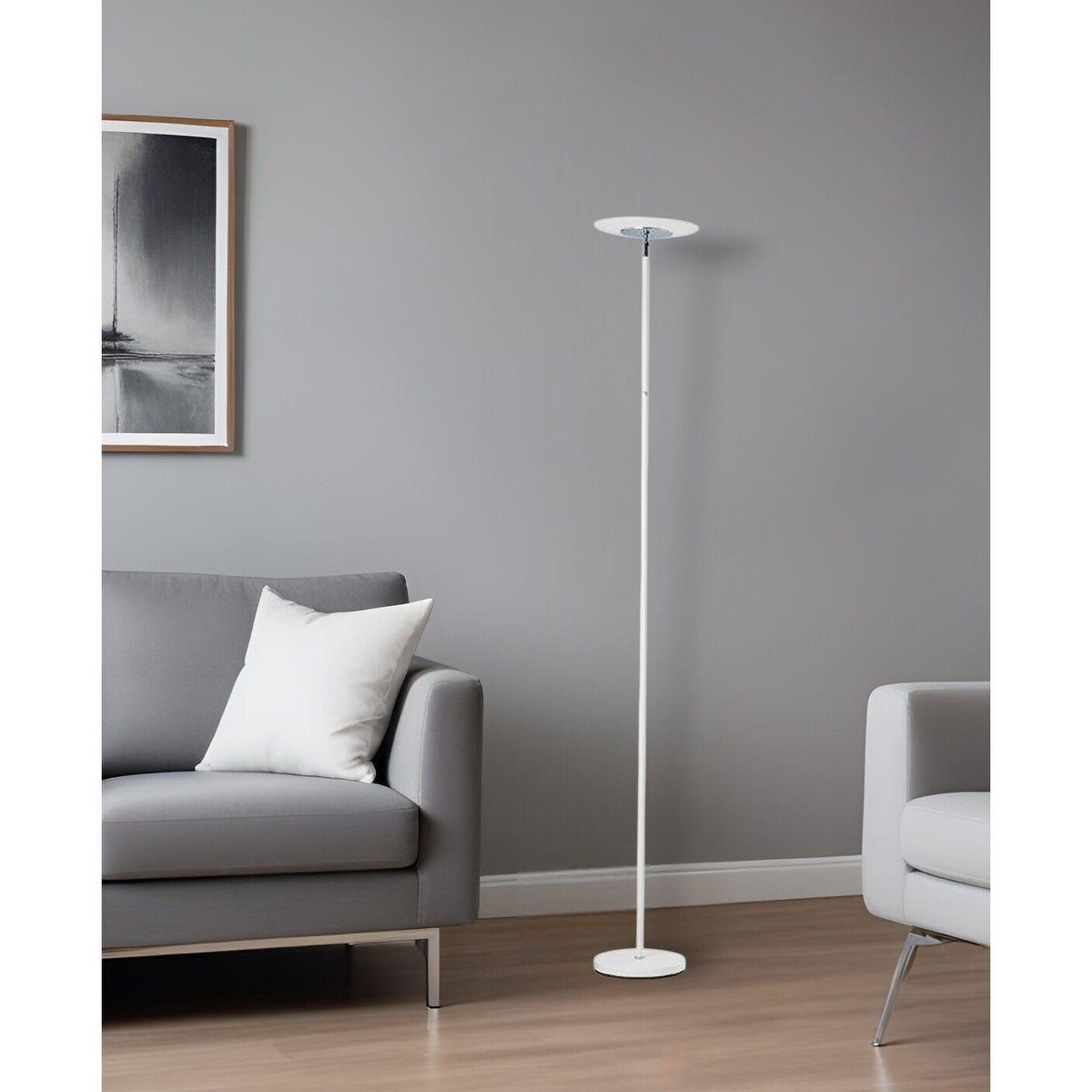 HomeRoots 72" White LED Torchiere Floor Lamp