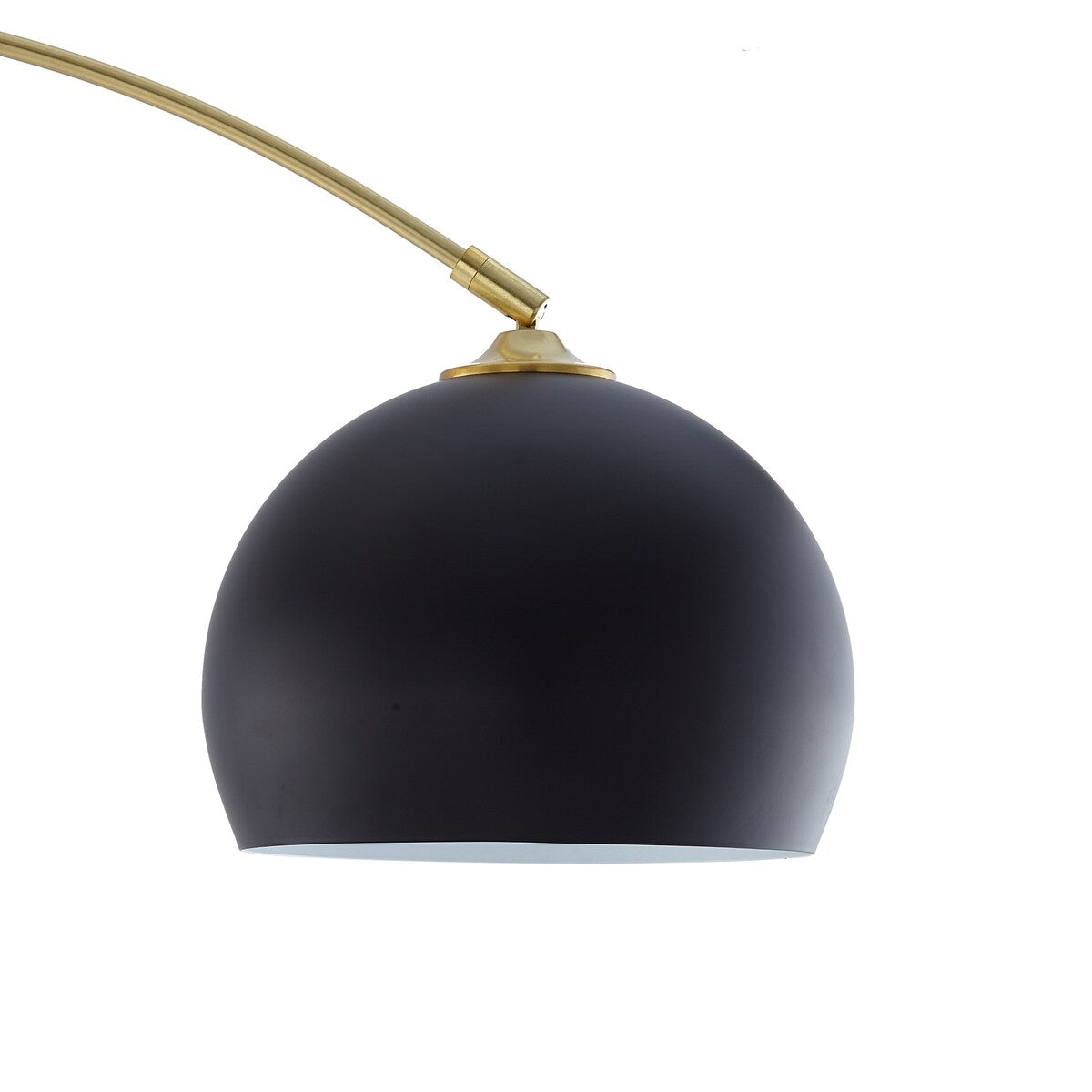 HomeRoots 76" Brass Arched Floor Lamp With Black Dome Shade - 52