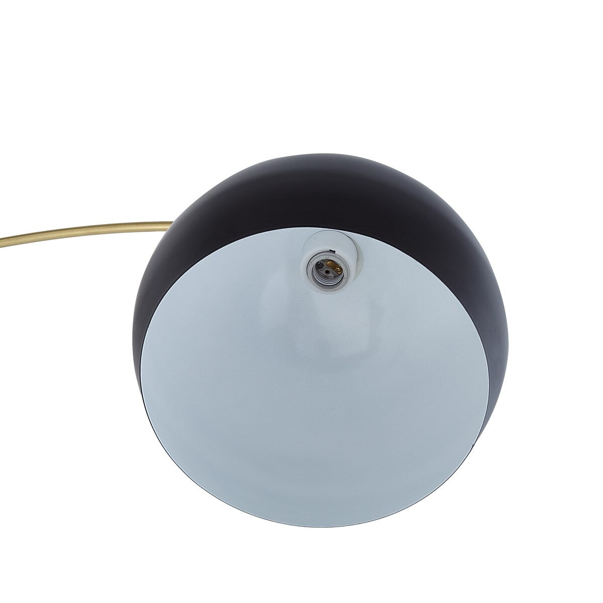 HomeRoots 76" Brass Arched Floor Lamp With Black Dome Shade - 52