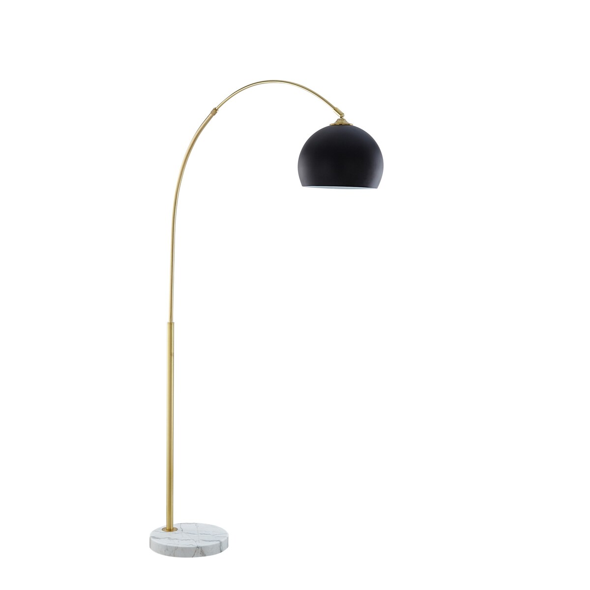 HomeRoots 76" Brass Arched Floor Lamp With Black Dome Shade - 52