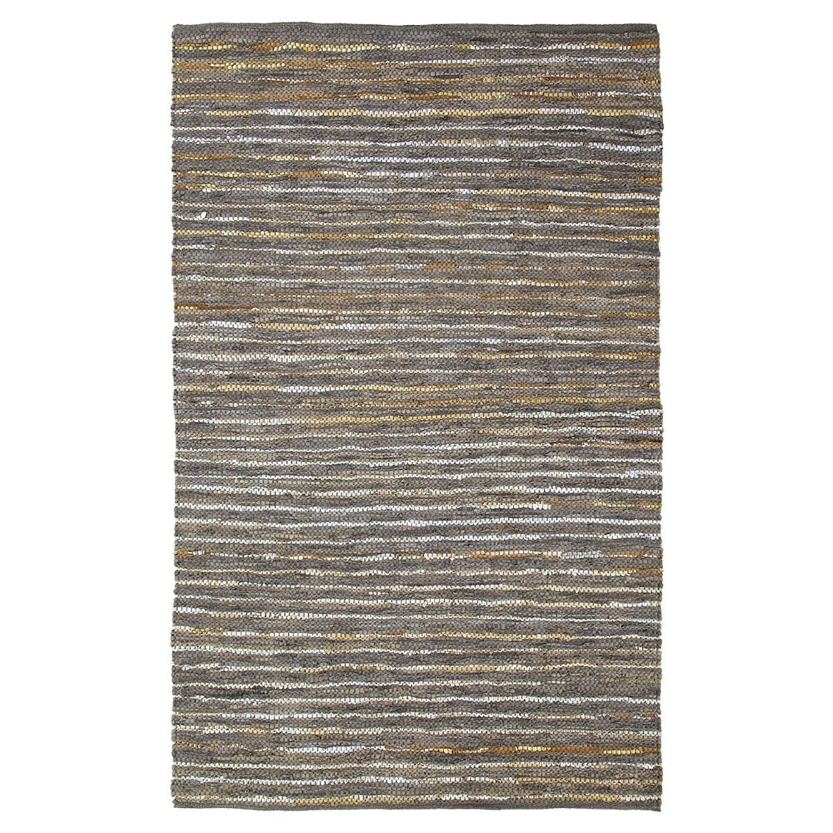 HomeRoots 8' X 10' Fossil Striped Handmade Leather Area Rug - 9'3" x 12'3"