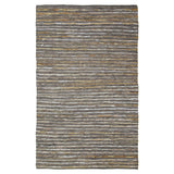 HomeRoots 8' X 10' Fossil Striped Handmade Leather Area Rug - 9'3" x 12'3"