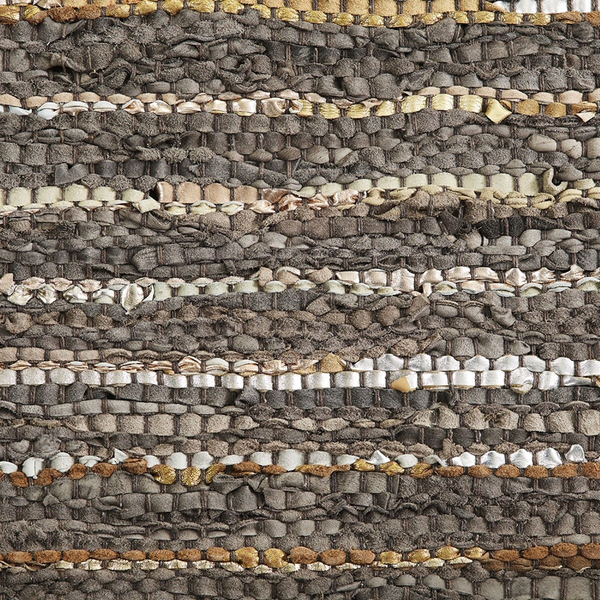 HomeRoots 8' X 10' Fossil Striped Handmade Leather Area Rug - 9'3" x 12'3"