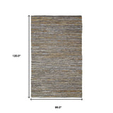HomeRoots 8' X 10' Fossil Striped Handmade Leather Area Rug - 9'3" x 12'3"