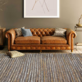HomeRoots 8' X 10' Fossil Striped Handmade Leather Area Rug - 9'3" x 12'3"