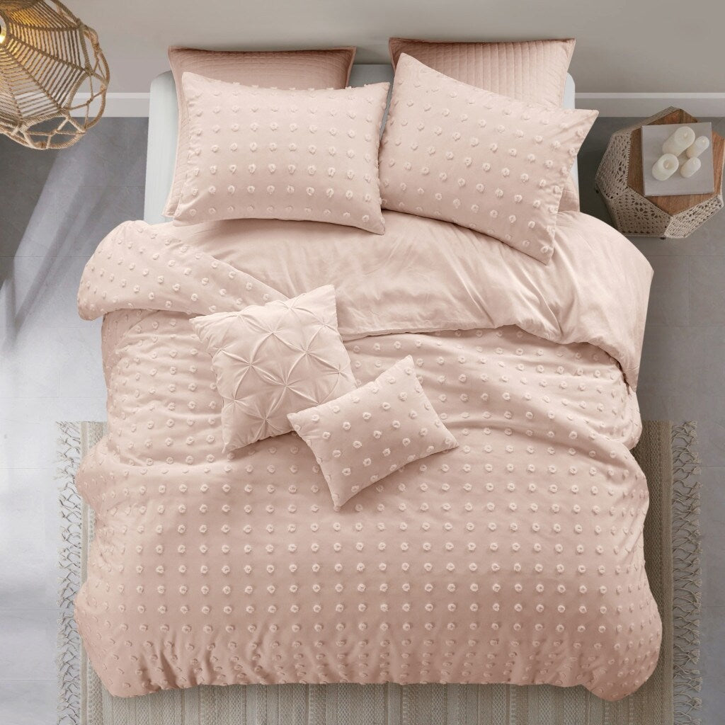 HomeRoots Blush Twin PolYester 220 Thread Count Washable Duvet Cover Set