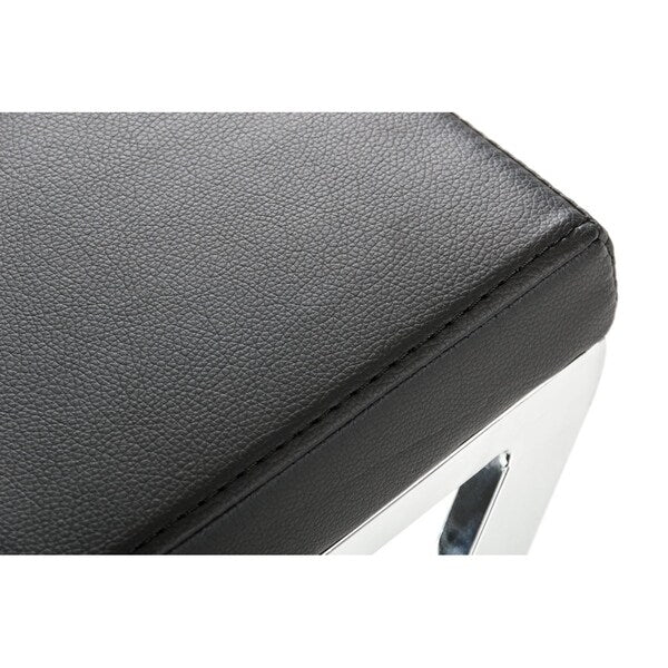 HomeRoots Furniture Modern Black Upholstered Leatherette Bar Stool