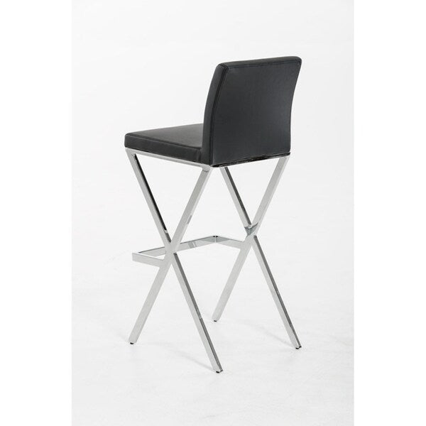 HomeRoots Furniture Modern Black Upholstered Leatherette Bar Stool