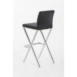 HomeRoots Furniture Modern Black Upholstered Leatherette Bar Stool