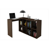 HomeRoots Furniture Taranto Cubby Desk with 8 Open Shelves in Tobacco