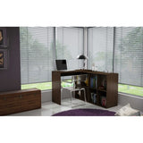 HomeRoots Furniture Taranto Cubby Desk with 8 Open Shelves in Tobacco
