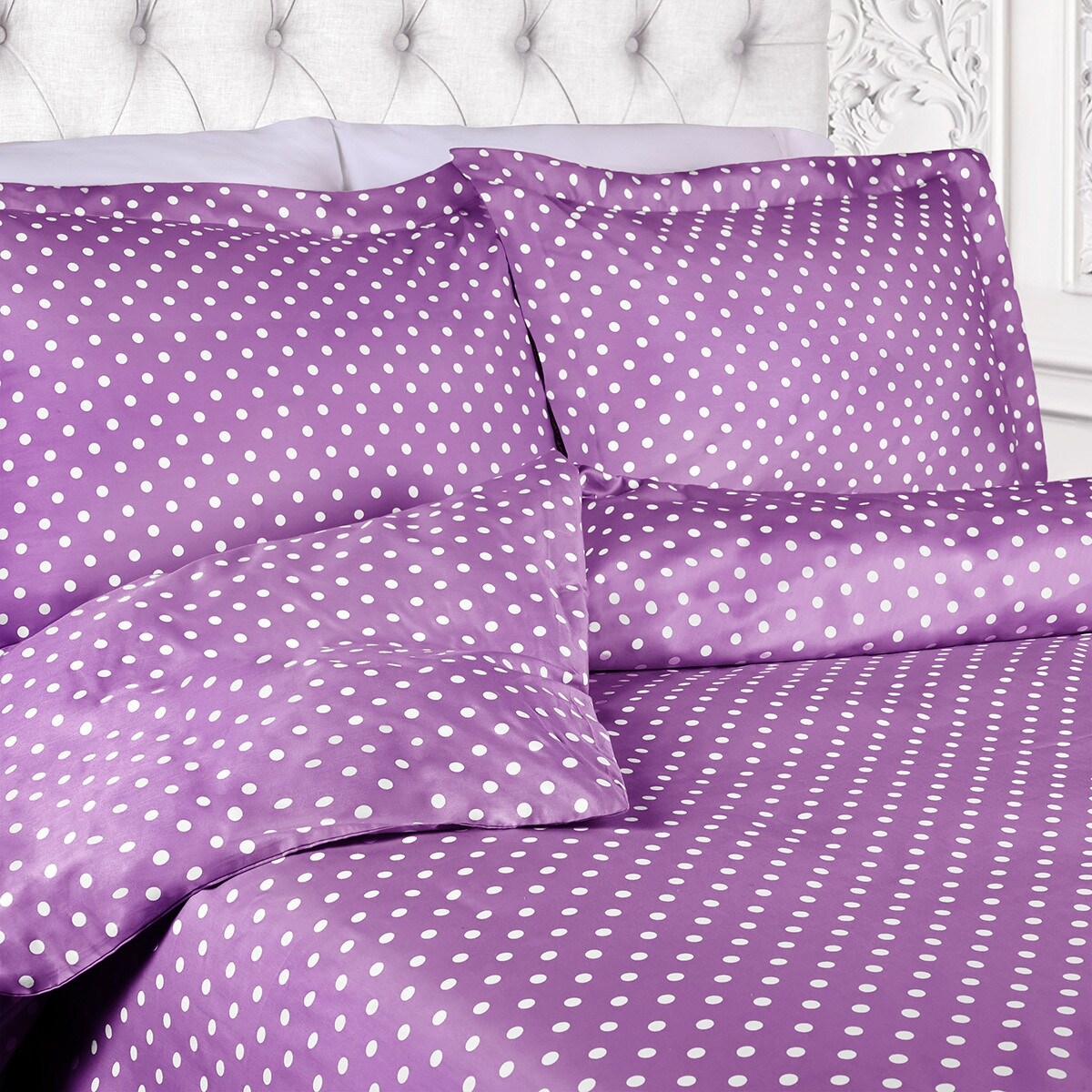 HomeRoots Lilac King Cotton Blend 600 Thread Count Washable Duvet Cover Set