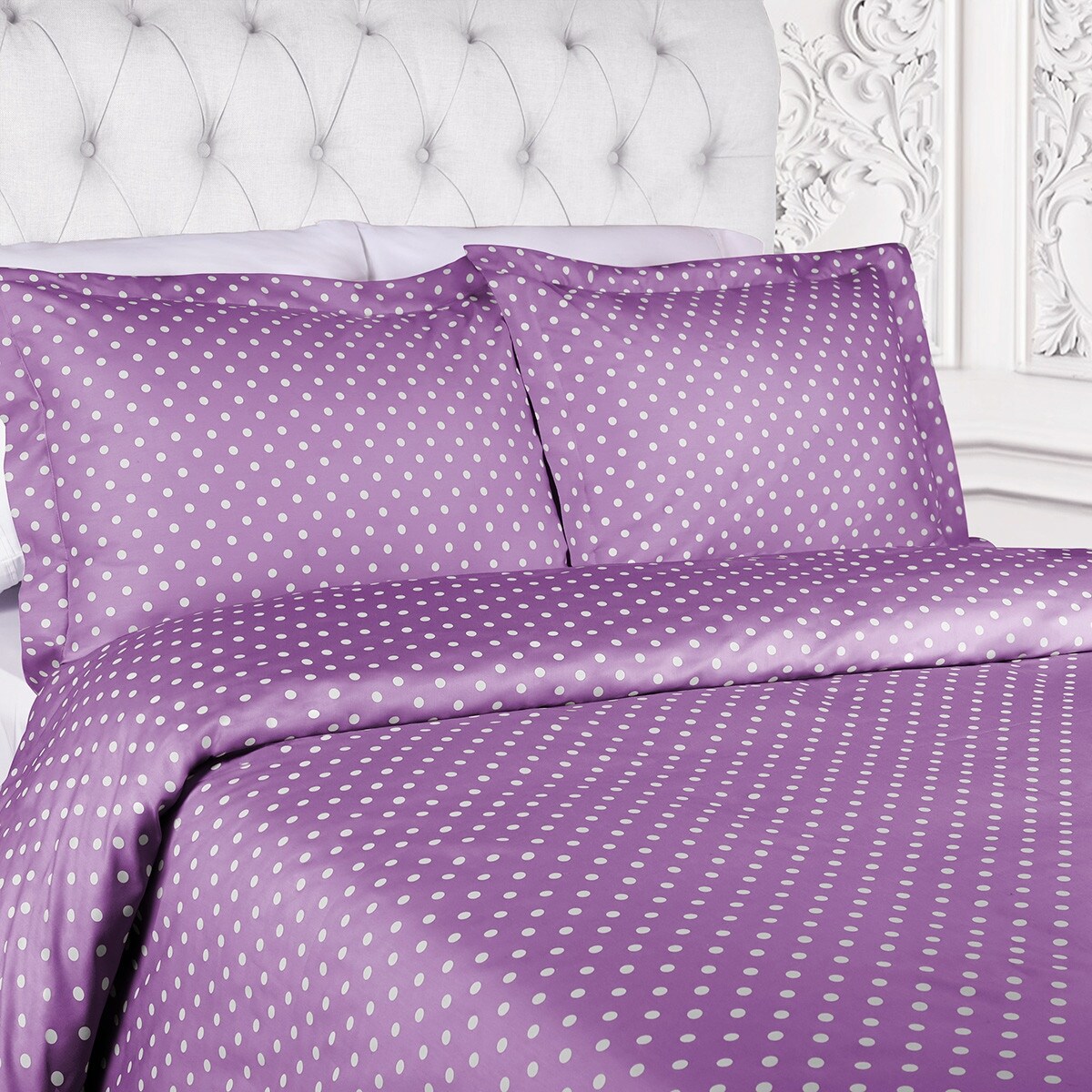 HomeRoots Lilac King Cotton Blend 600 Thread Count Washable Duvet Cover Set