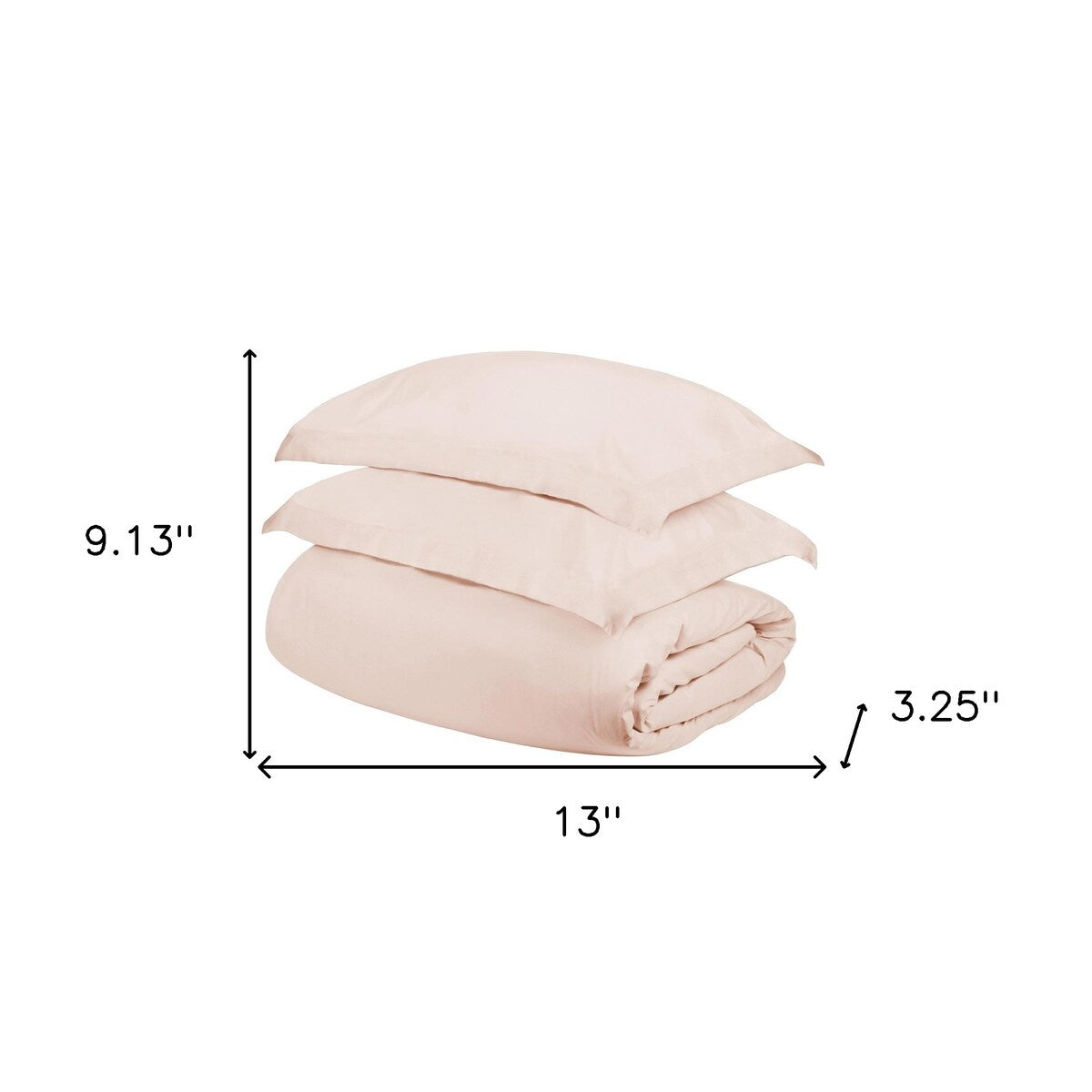 HomeRoots Pink Twin Cotton Blend 400 Thread Count Washable Duvet Cover Set