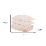 HomeRoots Pink Twin Cotton Blend 400 Thread Count Washable Duvet Cover Set