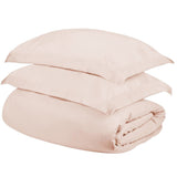 HomeRoots Pink Twin Cotton Blend 400 Thread Count Washable Duvet Cover Set