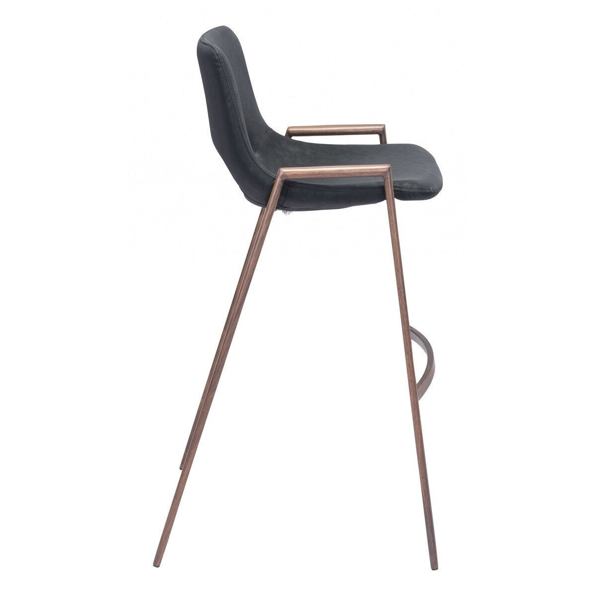 HomeRoots Set Of Two 39" Black And Brown Steel Low Back Bar Height Chairs With Footrest - 20.7