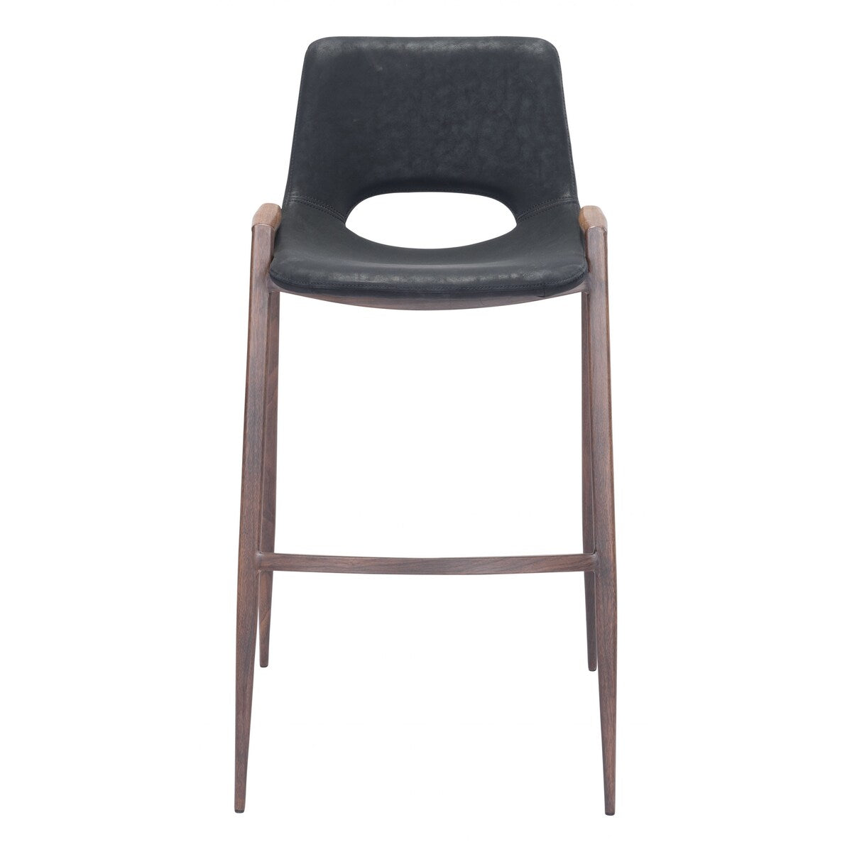 HomeRoots Set Of Two 39" Black And Brown Steel Low Back Bar Height Chairs With Footrest - 20.7