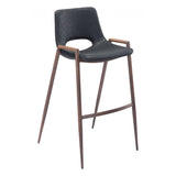 HomeRoots Set Of Two 39" Black And Brown Steel Low Back Bar Height Chairs With Footrest - 20.7