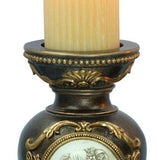 HomeRoots Set Of Two Bronze Greek Cameo Pillar Candle Holders - 7