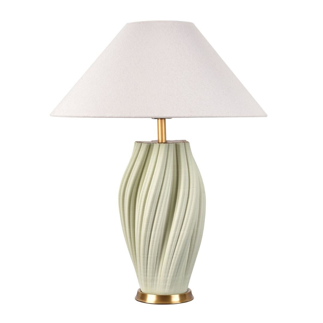 HomeRoots Set of Two 24" Mint Green Ceramic Bedside Table Lamps With White Empire Shade - 18.89