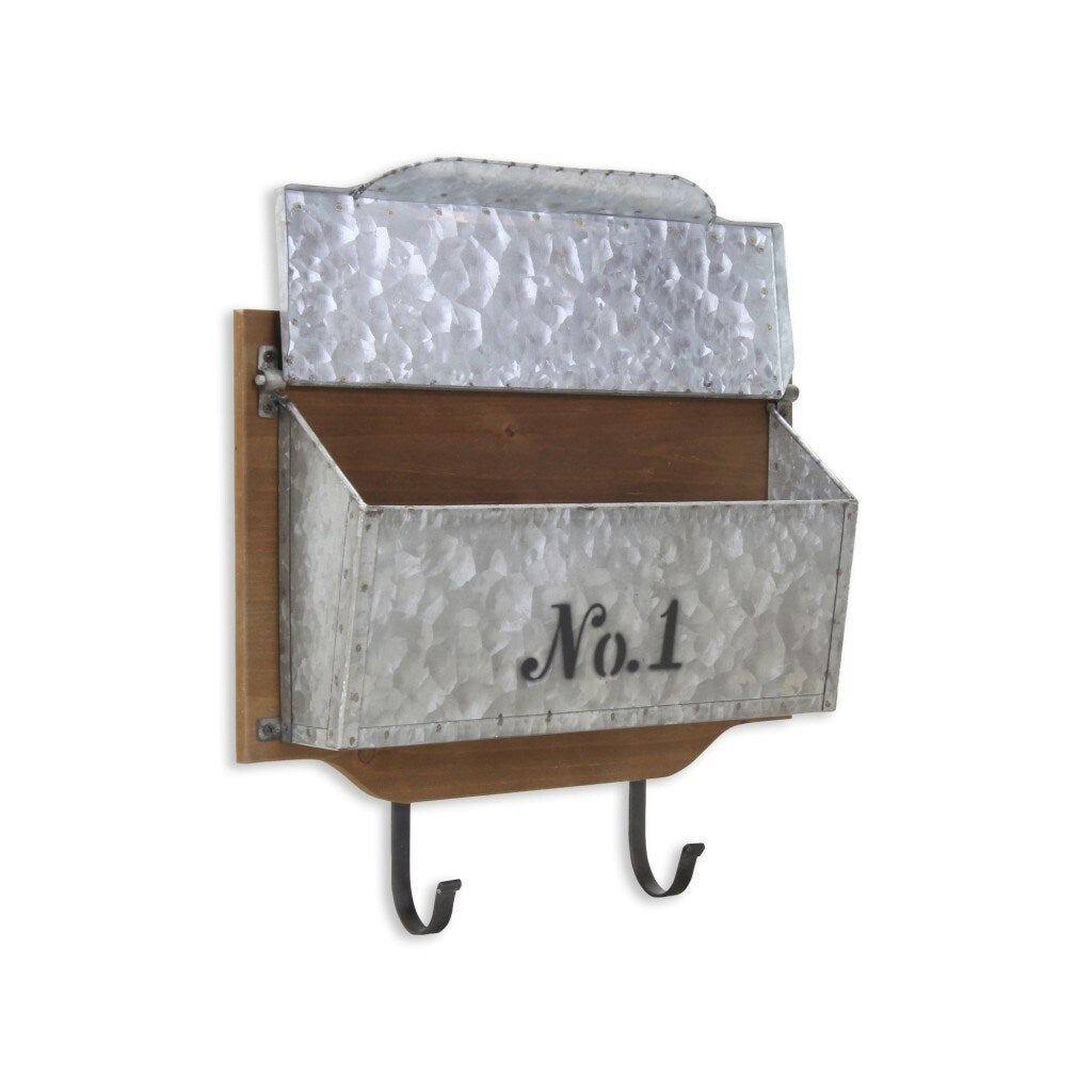 HomeRoots Wall Hanging Mailbox with Metal Hooks