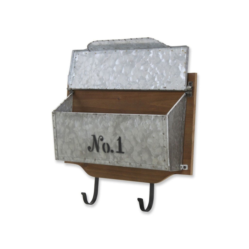 HomeRoots Wall Hanging Mailbox with Metal Hooks